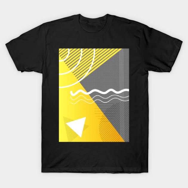 Yellow and grey abstract T-Shirt by stephenignacio